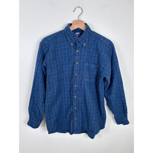 Pendleton‎ Virgin Wool Blue Button Down Plaid Long Sleeve Shirt Mens -Measures M - Picture 1 of 11